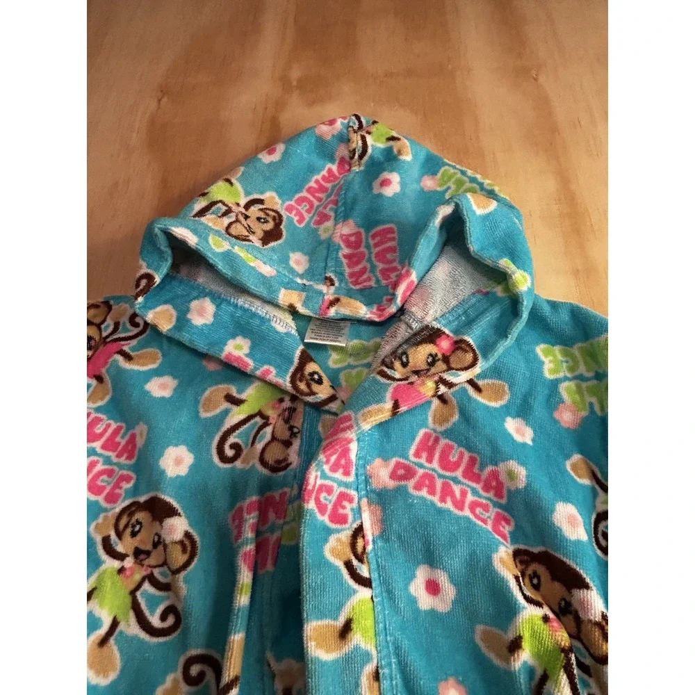 St. Eve Swim Girls Hula Dance Monkey Hooded Cover Up Robe Size L 10/12 Tropical